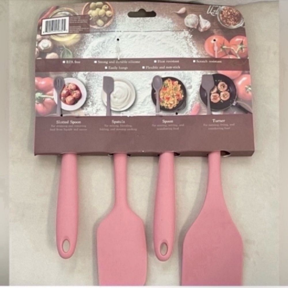 4pcs Pink Silicone Cooking Utensil Set - Picture 5 of 8